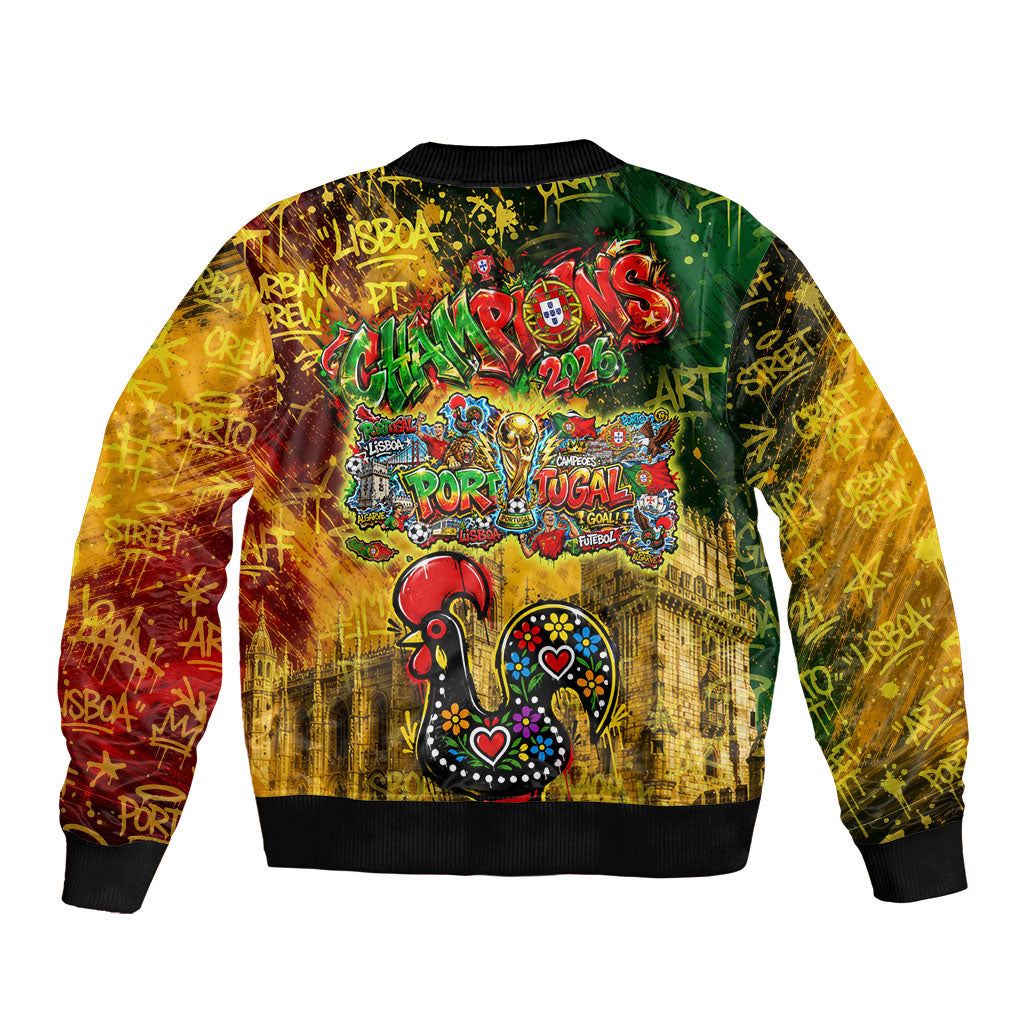 Portugal Football Champions 2026 Sleeve Zip Bomber Jacket Urban Graffiti Street Art Galo De Barcelos