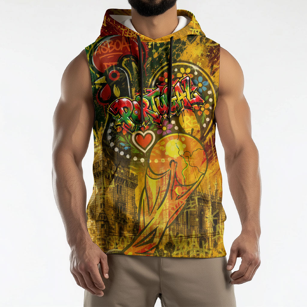 Portugal Football Champions 2026 Sleeveless Hoodie Urban Graffiti Street Art Galo De Barcelos