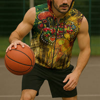 Portugal Football Champions 2026 Sleeveless Zip Hoodie Urban Graffiti Street Art Galo De Barcelos