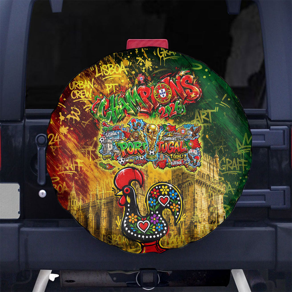 Portugal Football Champions 2026 Spare Tire Cover Urban Graffiti Street Art Galo De Barcelos