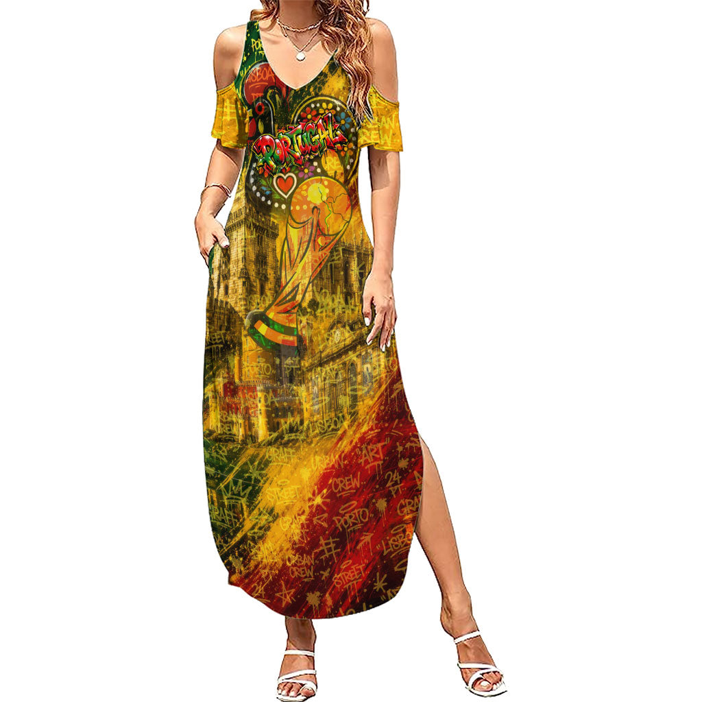 Portugal Football Champions 2026 Summer Maxi Dress Urban Graffiti Street Art Galo De Barcelos