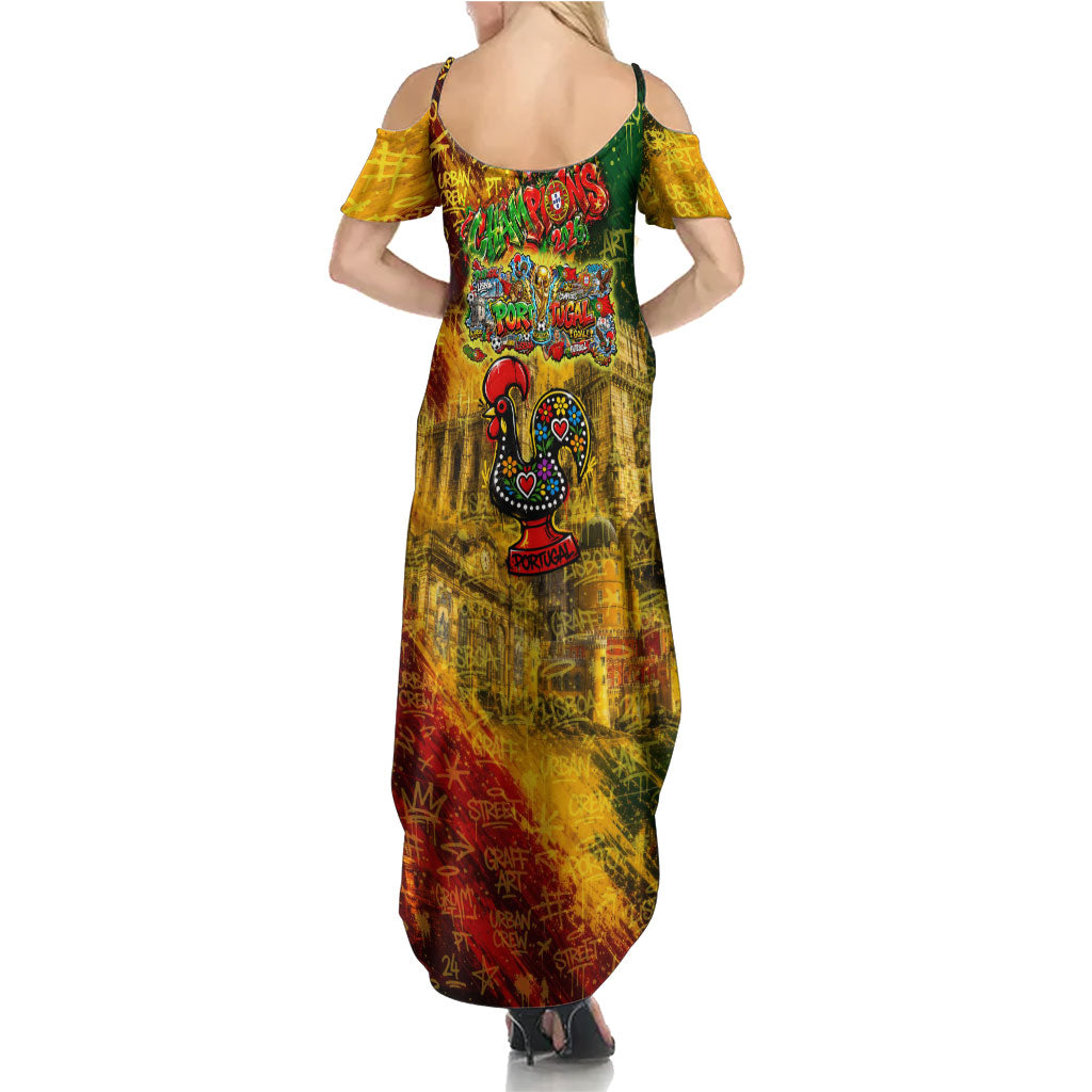 Portugal Football Champions 2026 Summer Maxi Dress Urban Graffiti Street Art Galo De Barcelos
