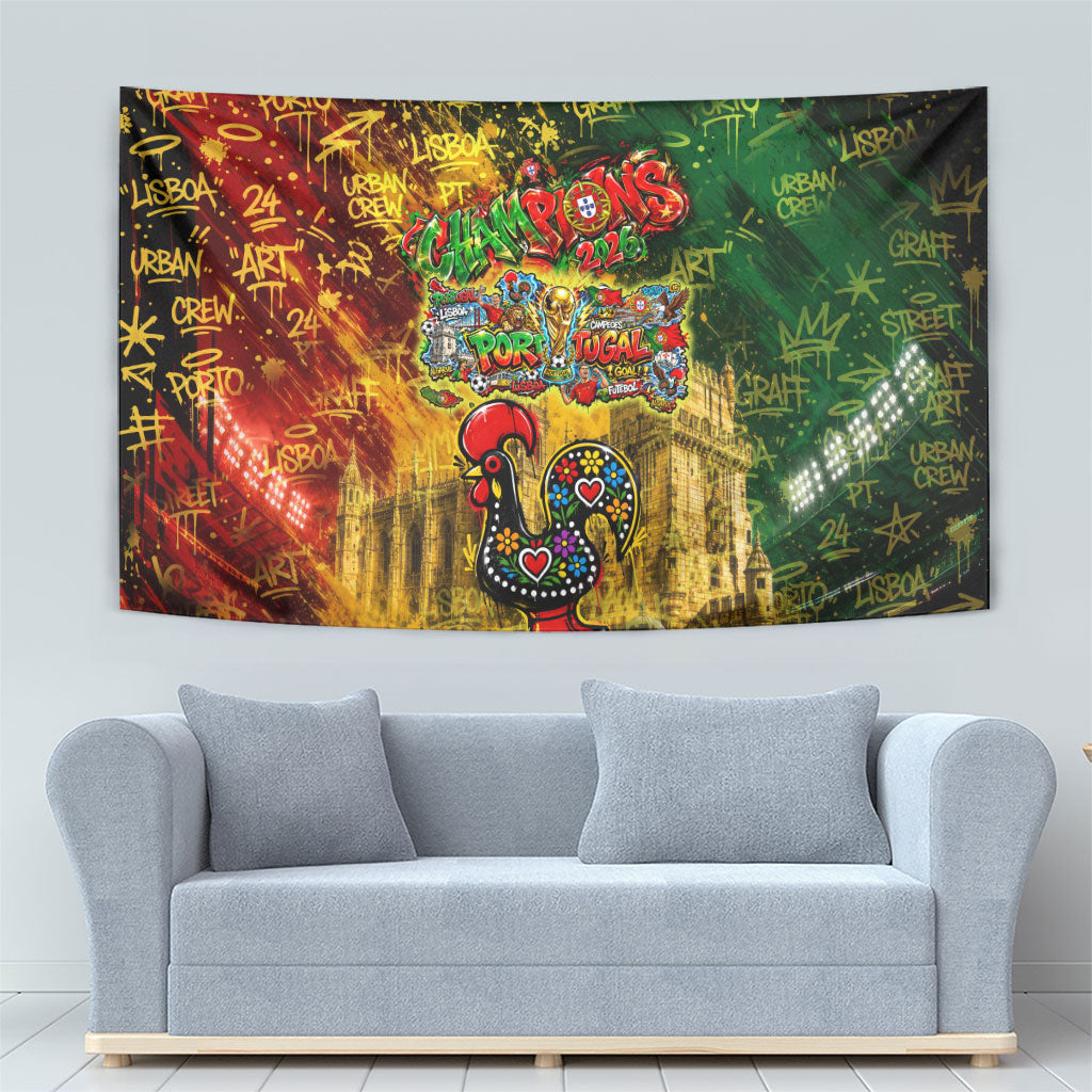 Portugal Football Champions 2026 Tapestry Urban Graffiti Street Art Galo De Barcelos