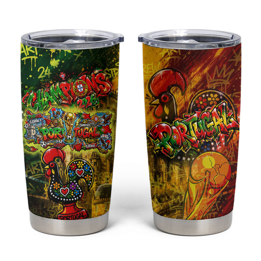 Portugal Football Champions 2026 Tumbler Cup Urban Graffiti Street Art Galo De Barcelos