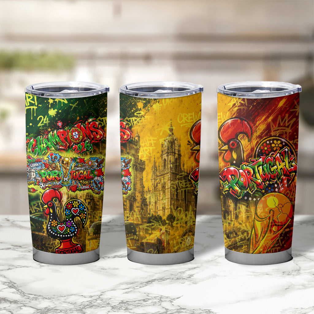 Portugal Football Champions 2026 Tumbler Cup Urban Graffiti Street Art Galo De Barcelos