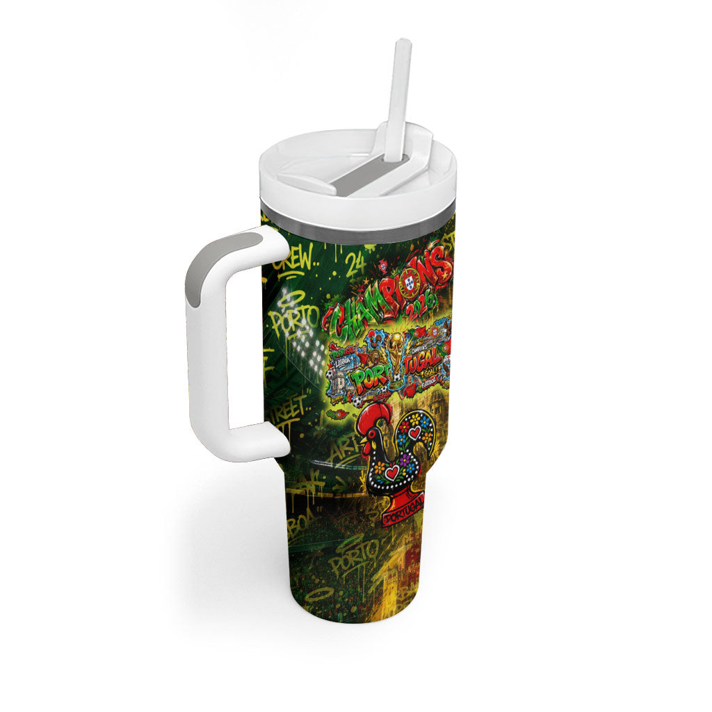 Portugal Football Champions 2026 Tumbler With Handle Urban Graffiti Street Art Galo De Barcelos