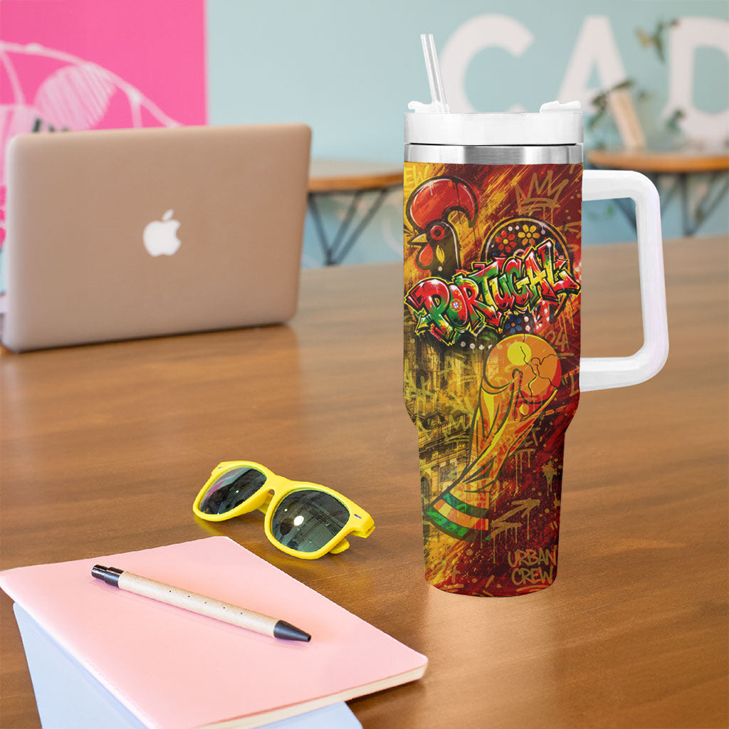 Portugal Football Champions 2026 Tumbler With Handle Urban Graffiti Street Art Galo De Barcelos
