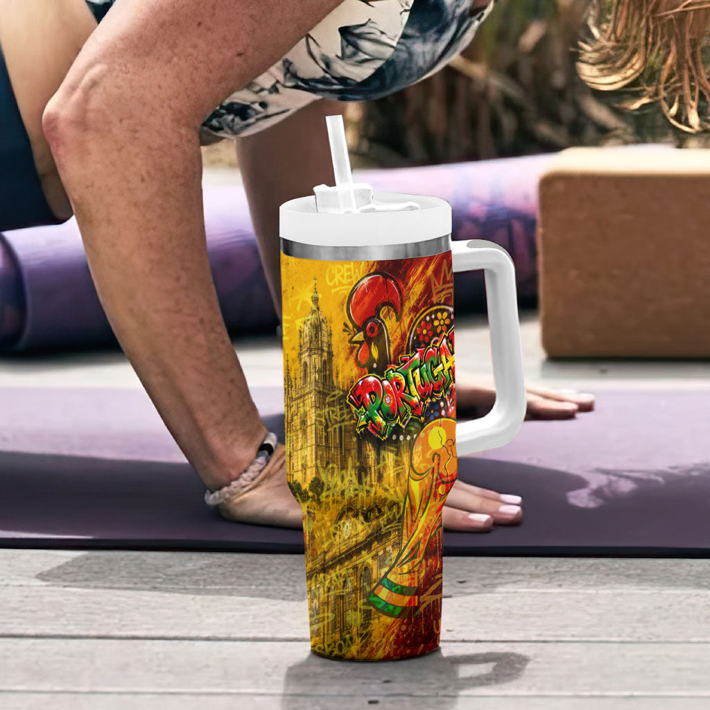 Portugal Football Champions 2026 Tumbler With Handle Urban Graffiti Street Art Galo De Barcelos