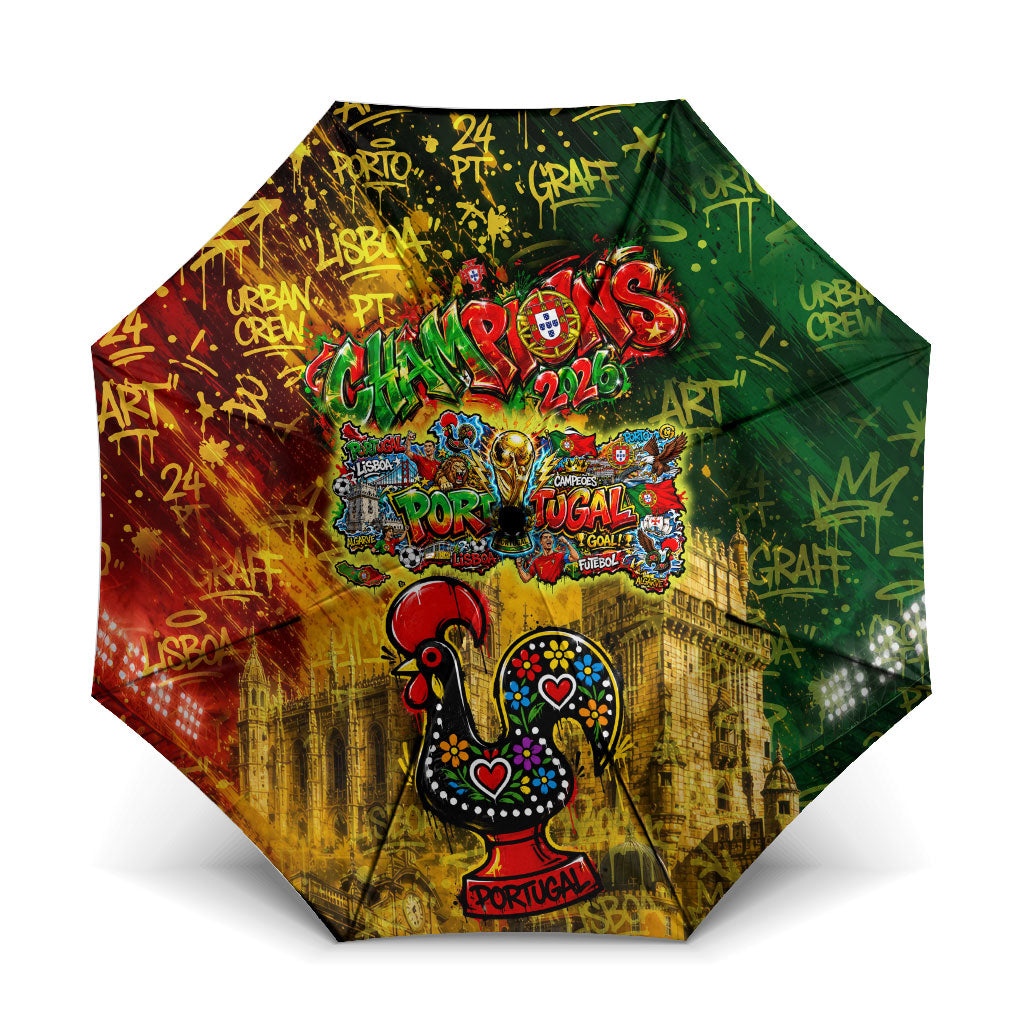 Portugal Football Champions 2026 Umbrella Urban Graffiti Street Art Galo De Barcelos