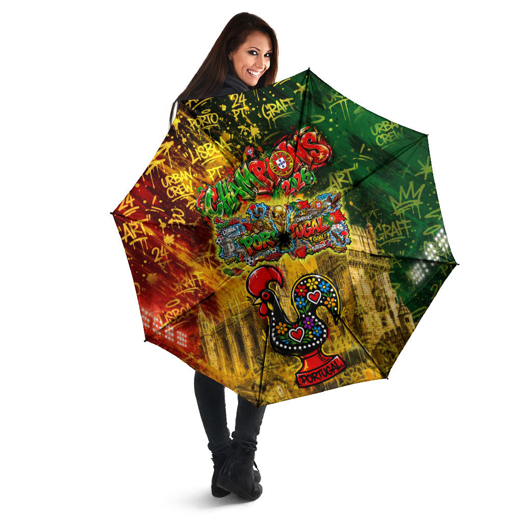 Portugal Football Champions 2026 Umbrella Urban Graffiti Street Art Galo De Barcelos