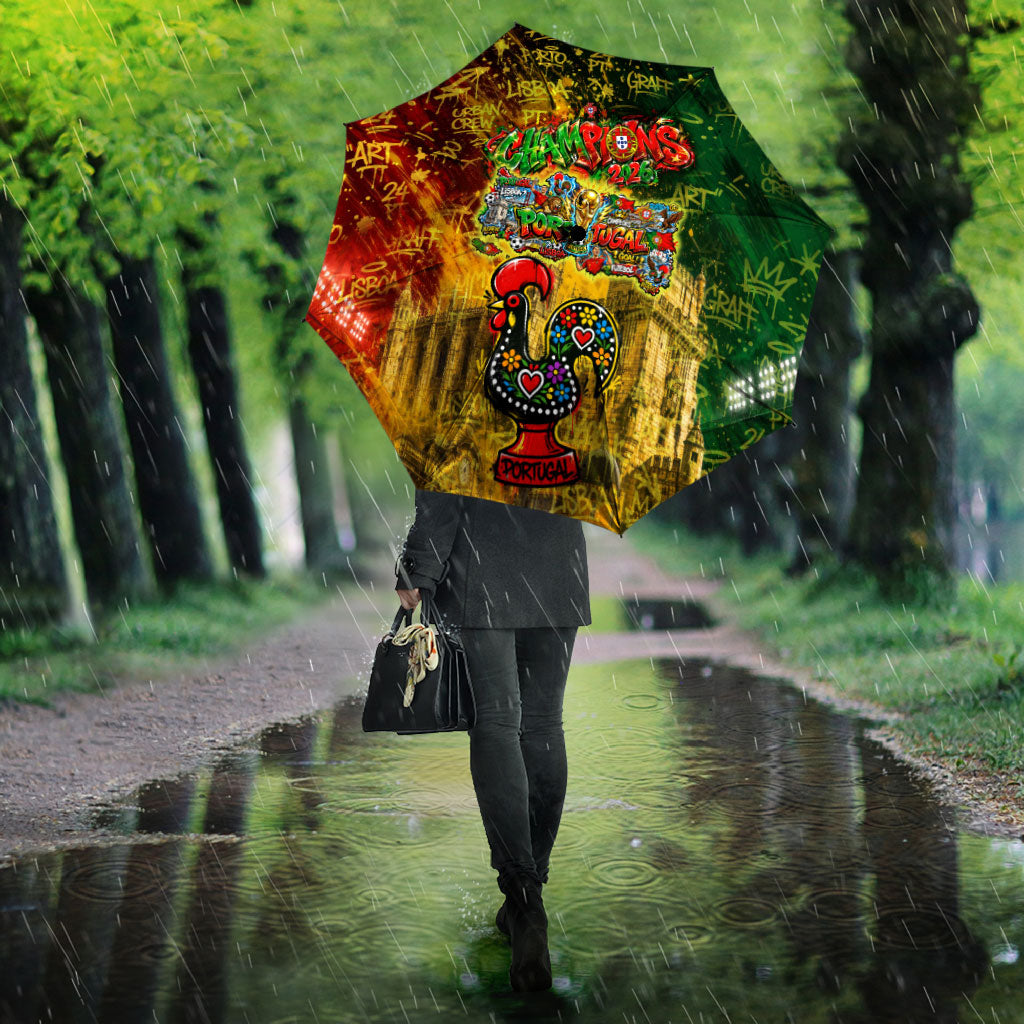 Portugal Football Champions 2026 Umbrella Urban Graffiti Street Art Galo De Barcelos