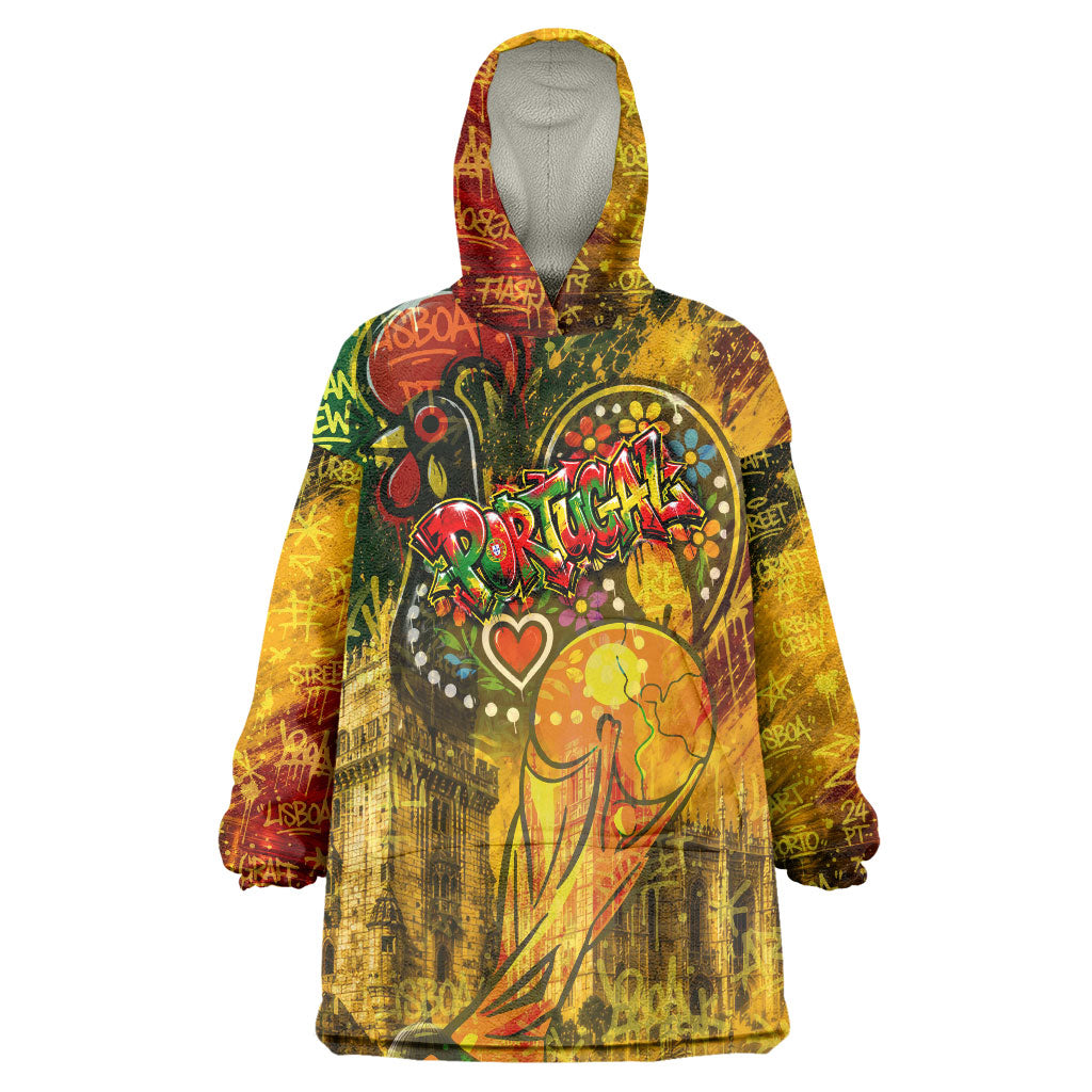 Portugal Football Champions 2026 Wearable Blanket Hoodie Urban Graffiti Street Art Galo De Barcelos