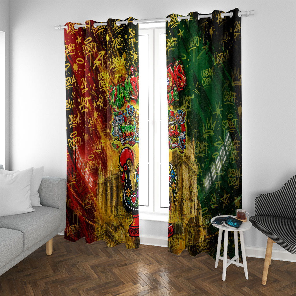 Portugal Football Champions 2026 Window Curtain Urban Graffiti Street Art Galo De Barcelos