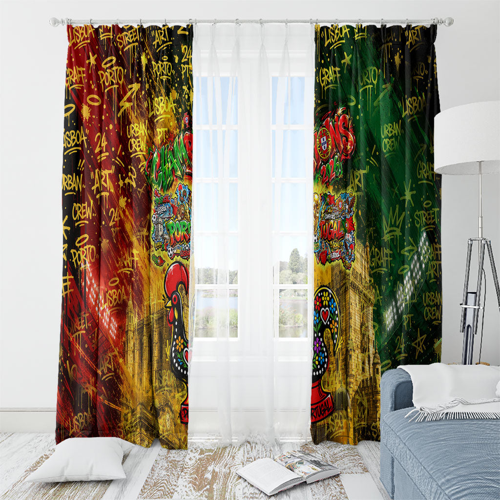 Portugal Football Champions 2026 Window Curtain Urban Graffiti Street Art Galo De Barcelos