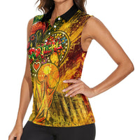 Portugal Football Champions 2026 Women Sleeveless Polo Shirt Urban Graffiti Street Art Galo De Barcelos