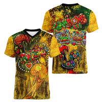 Portugal Football Champions 2026 Women V-Neck T-Shirt Urban Graffiti Street Art Galo De Barcelos