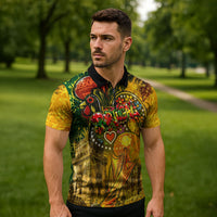 Portugal Football Champions 2026 Zipper Polo Shirt Urban Graffiti Street Art Galo De Barcelos