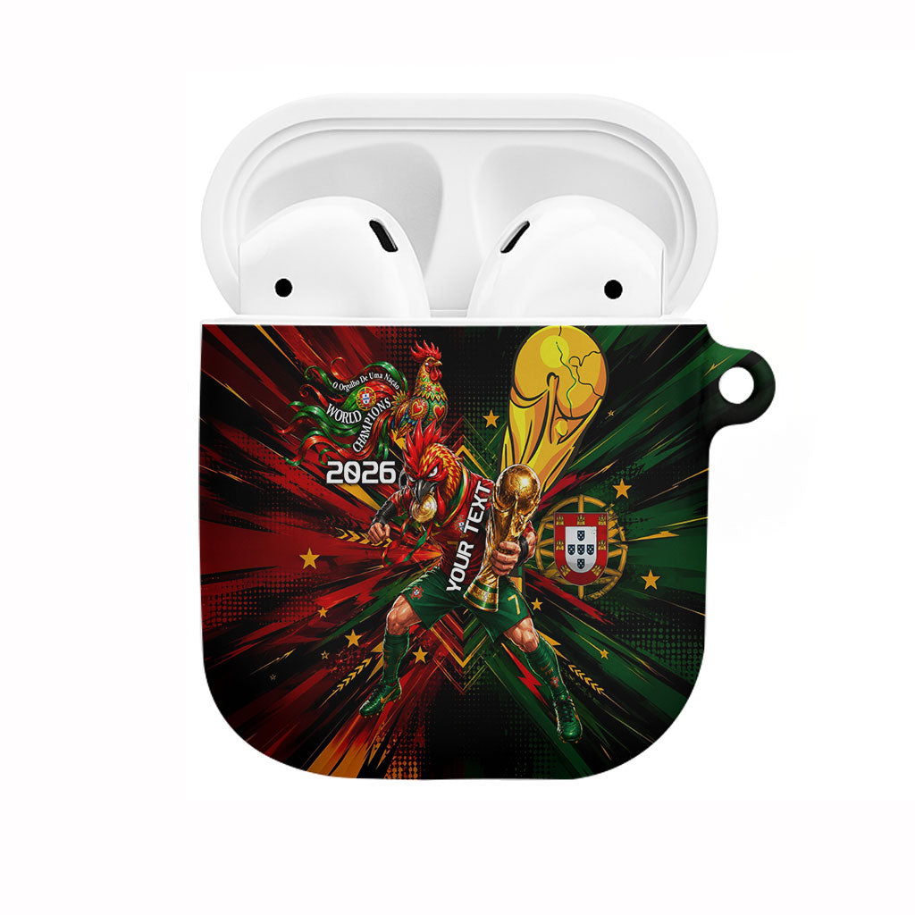 Personalized Portugal Football Champions 2026 AirPods Case Rooster Mascot Comic Trophy Soccer Ball
