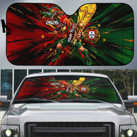 Personalized Portugal Football Champions 2026 Auto Sun Shade Rooster Mascot Comic Trophy Soccer Ball