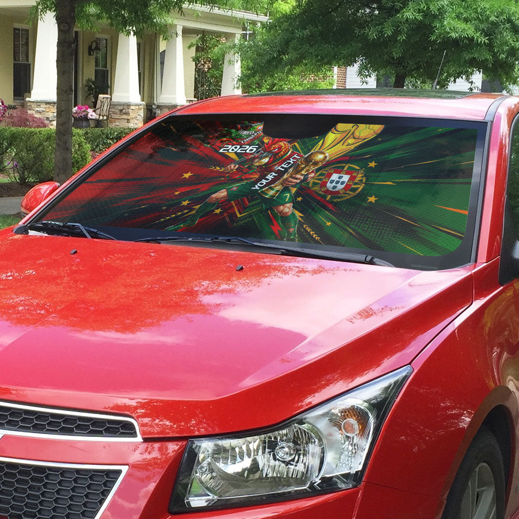 Personalized Portugal Football Champions 2026 Auto Sun Shade Rooster Mascot Comic Trophy Soccer Ball