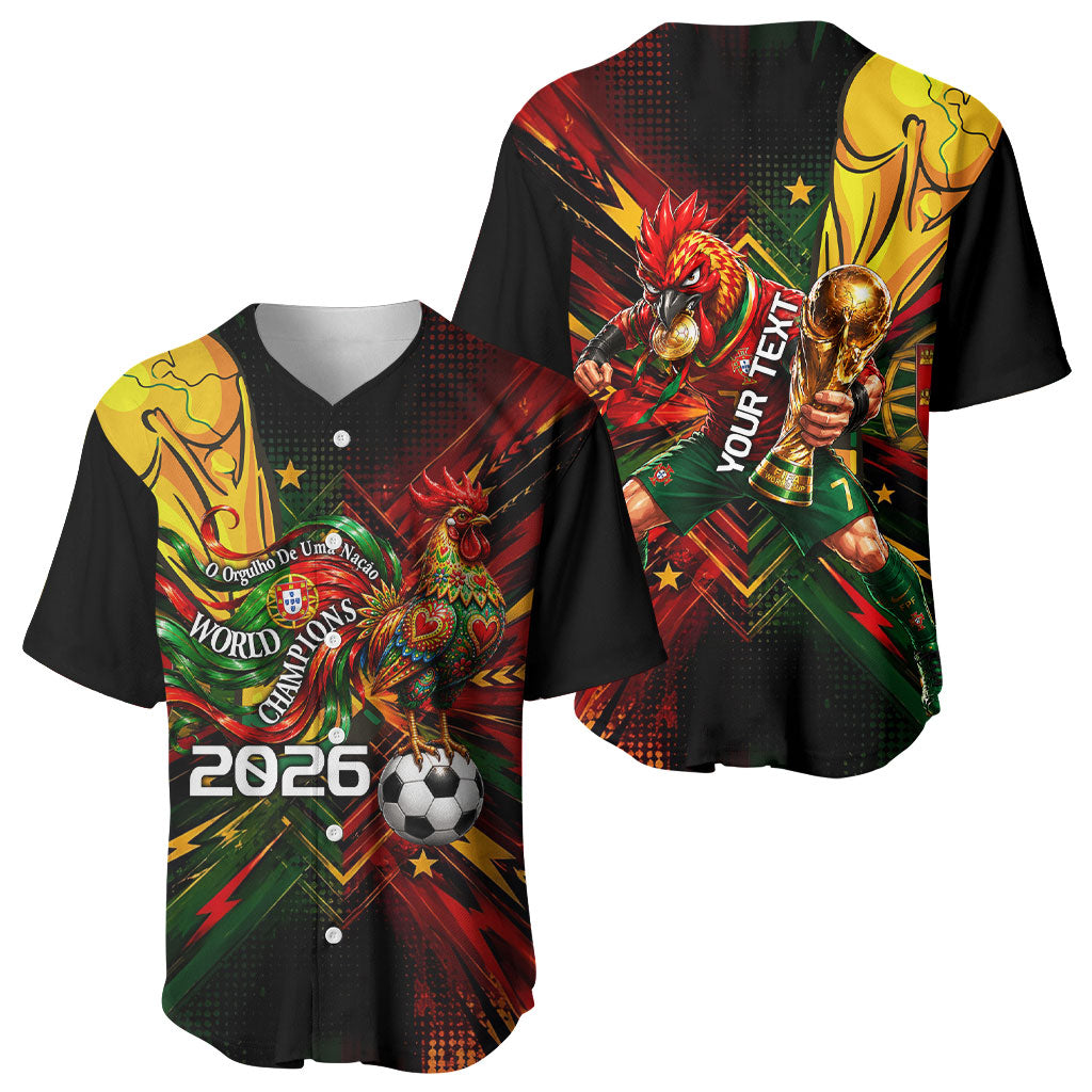Personalized Portugal Football Champions 2026 Baseball Jersey Rooster Mascot Comic Trophy Soccer Ball