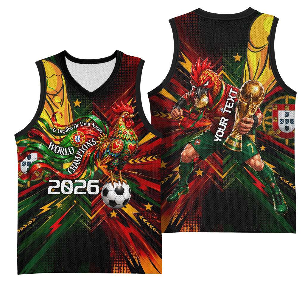 Personalized Portugal Football Champions 2026 Basketball Jersey Rooster Mascot Comic Trophy Soccer Ball
