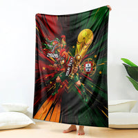 Personalized Portugal Football Champions 2026 Blanket Rooster Mascot Comic Trophy Soccer Ball