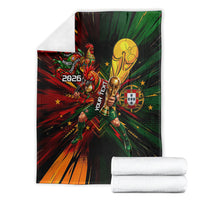 Personalized Portugal Football Champions 2026 Blanket Rooster Mascot Comic Trophy Soccer Ball