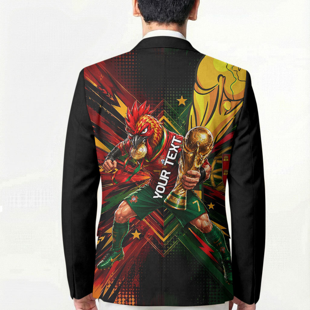 Personalized Portugal Football Champions 2026 Blazer Rooster Mascot Comic Trophy Soccer Ball