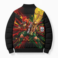 Personalized Portugal Football Champions 2026 Bomber Puffer Jacket Rooster Mascot Comic Trophy Soccer Ball