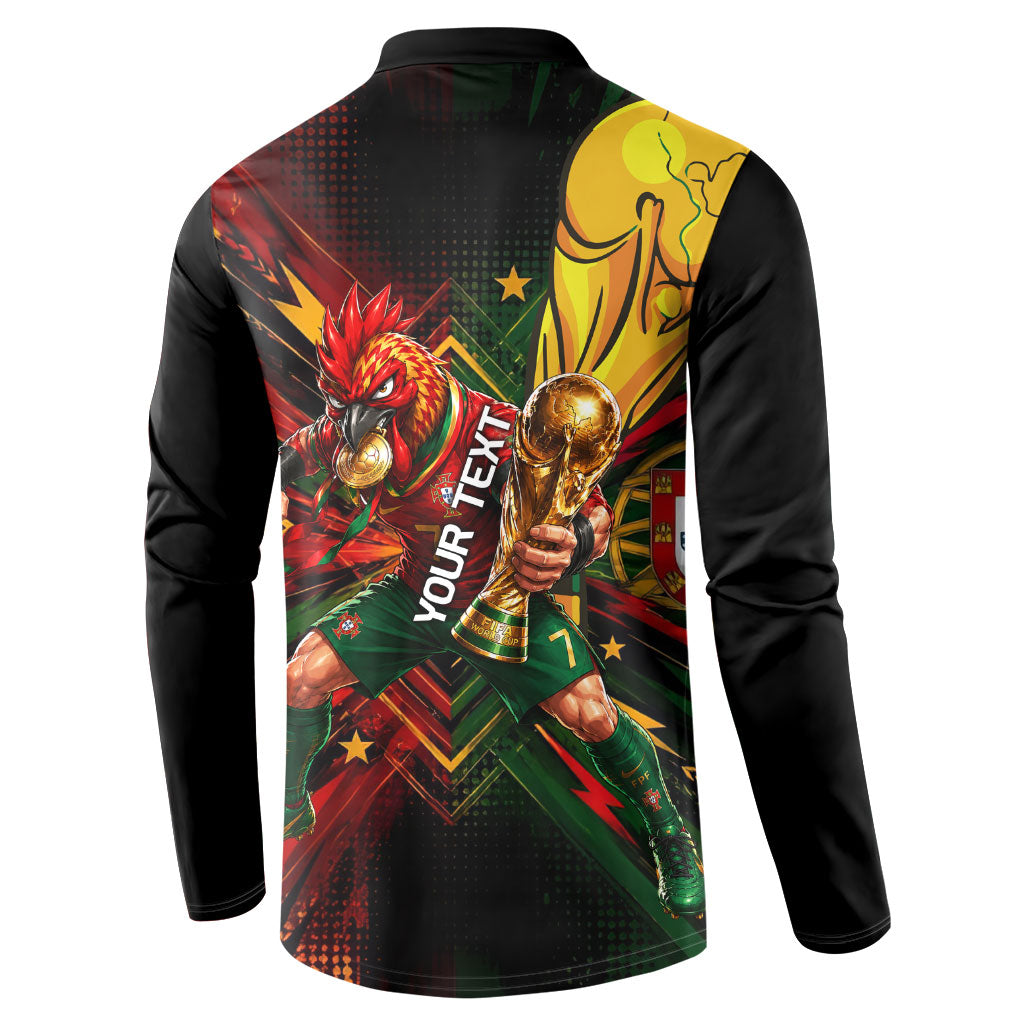 Personalized Portugal Football Champions 2026 Button Sweatshirt Rooster Mascot Comic Trophy Soccer Ball