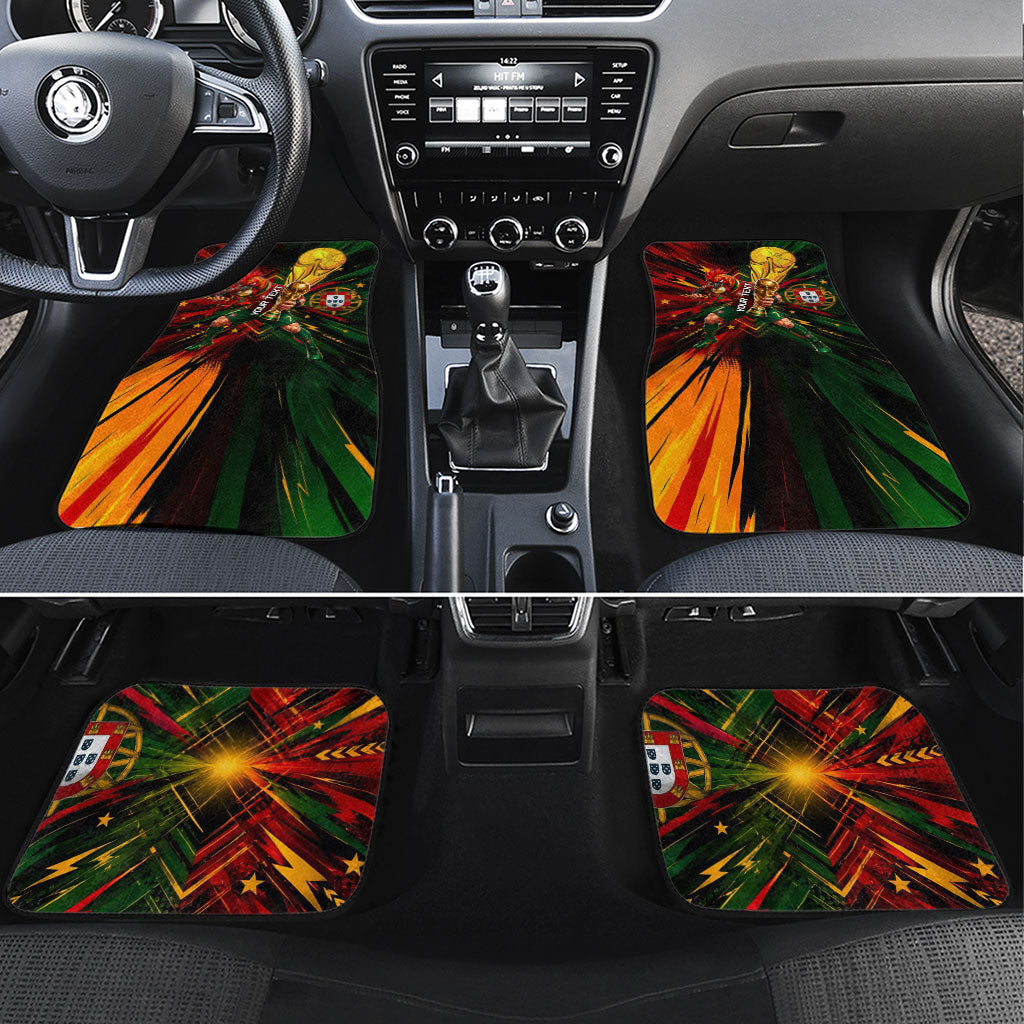 Personalized Portugal Football Champions 2026 Car Mats Rooster Mascot Comic Trophy Soccer Ball