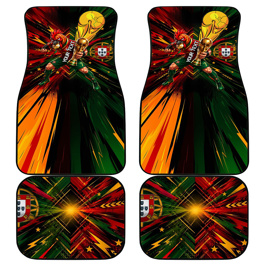 Personalized Portugal Football Champions 2026 Car Mats Rooster Mascot Comic Trophy Soccer Ball