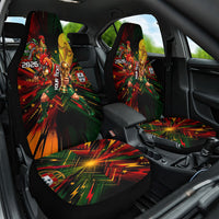 Personalized Portugal Football Champions 2026 Car Seat Cover Rooster Mascot Comic Trophy Soccer Ball