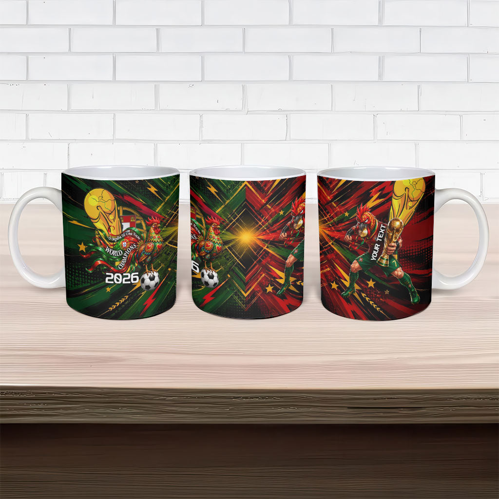 Personalized Portugal Football Champions 2026 Ceramic Mug Rooster Mascot Comic Trophy Soccer Ball