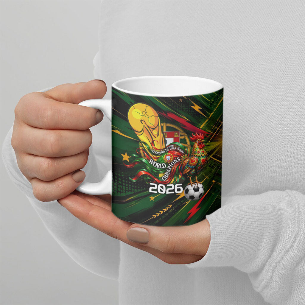 Personalized Portugal Football Champions 2026 Ceramic Mug Rooster Mascot Comic Trophy Soccer Ball