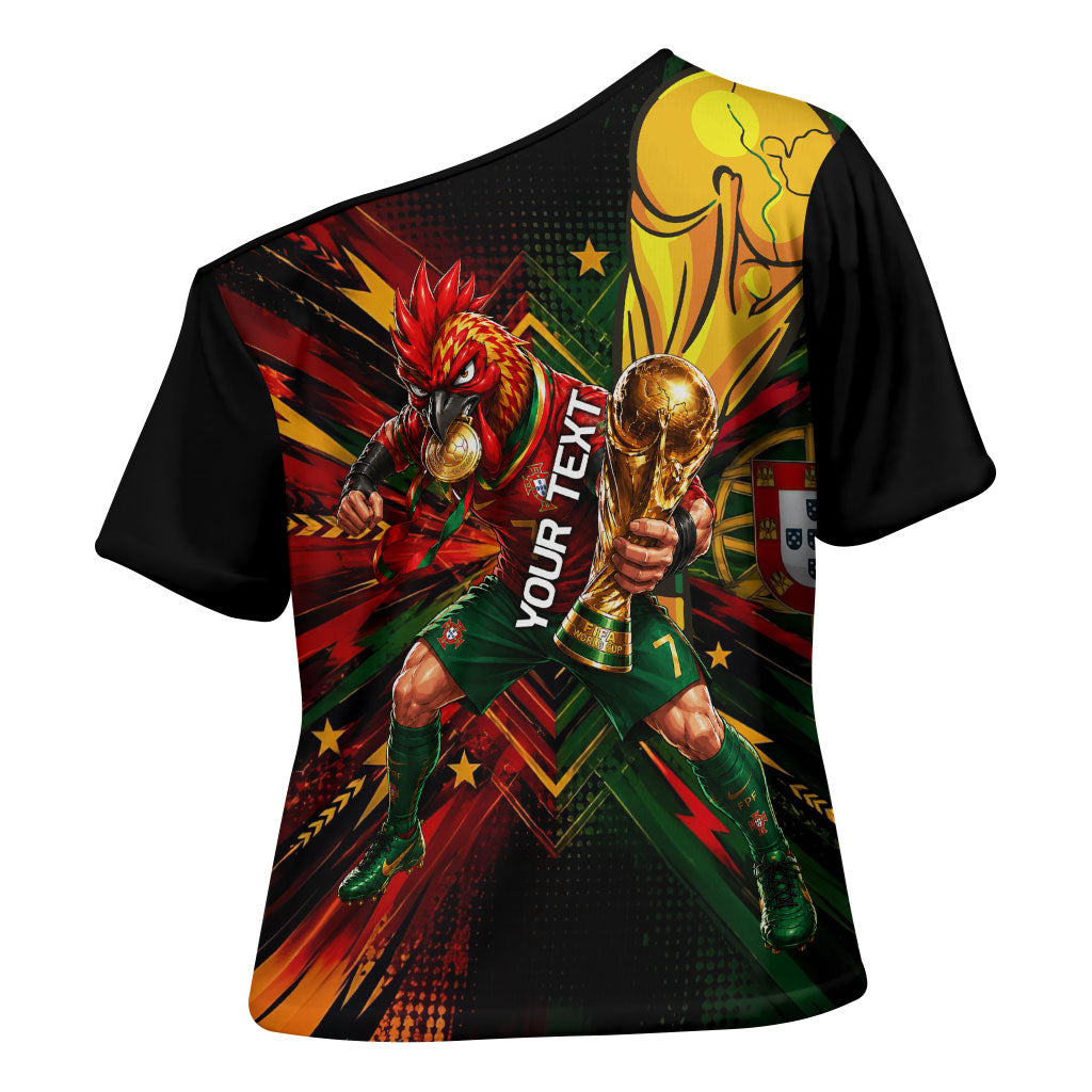Personalized Portugal Football Champions 2026 Cross Shoulder Shirt Rooster Mascot Comic Trophy Soccer Ball