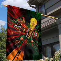 Personalized Portugal Football Champions 2026 Garden Flag Rooster Mascot Comic Trophy Soccer Ball