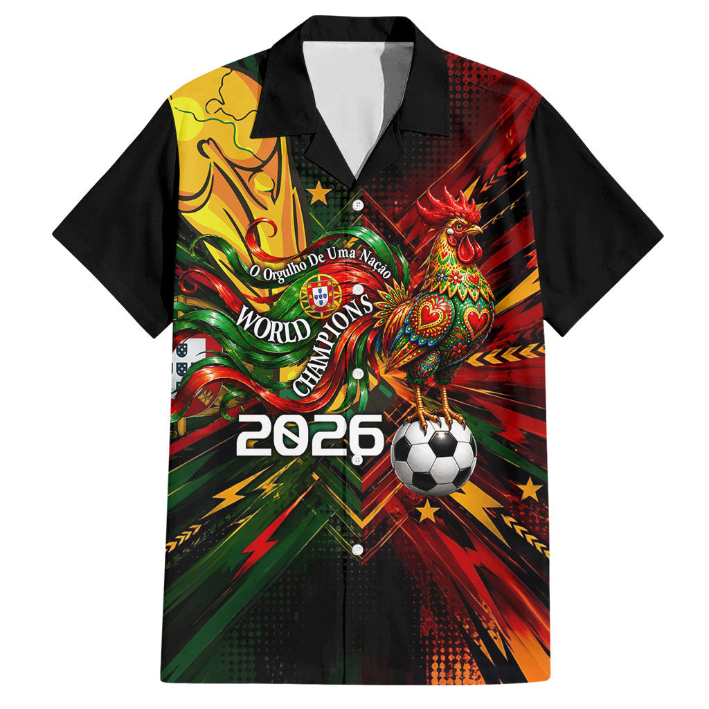 Personalized Portugal Football Champions 2026 Hawaiian Shirt Rooster Mascot Comic Trophy Soccer Ball