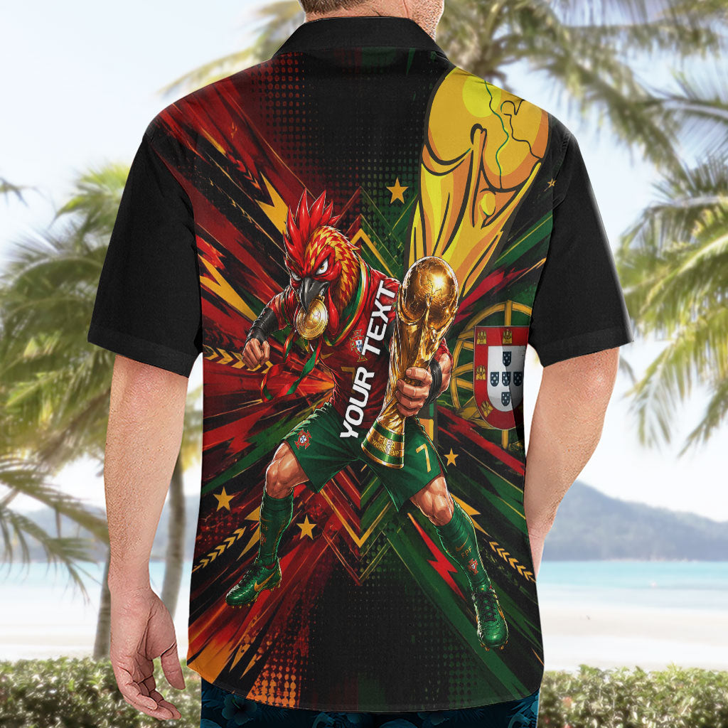 Personalized Portugal Football Champions 2026 Hawaiian Shirt Rooster Mascot Comic Trophy Soccer Ball