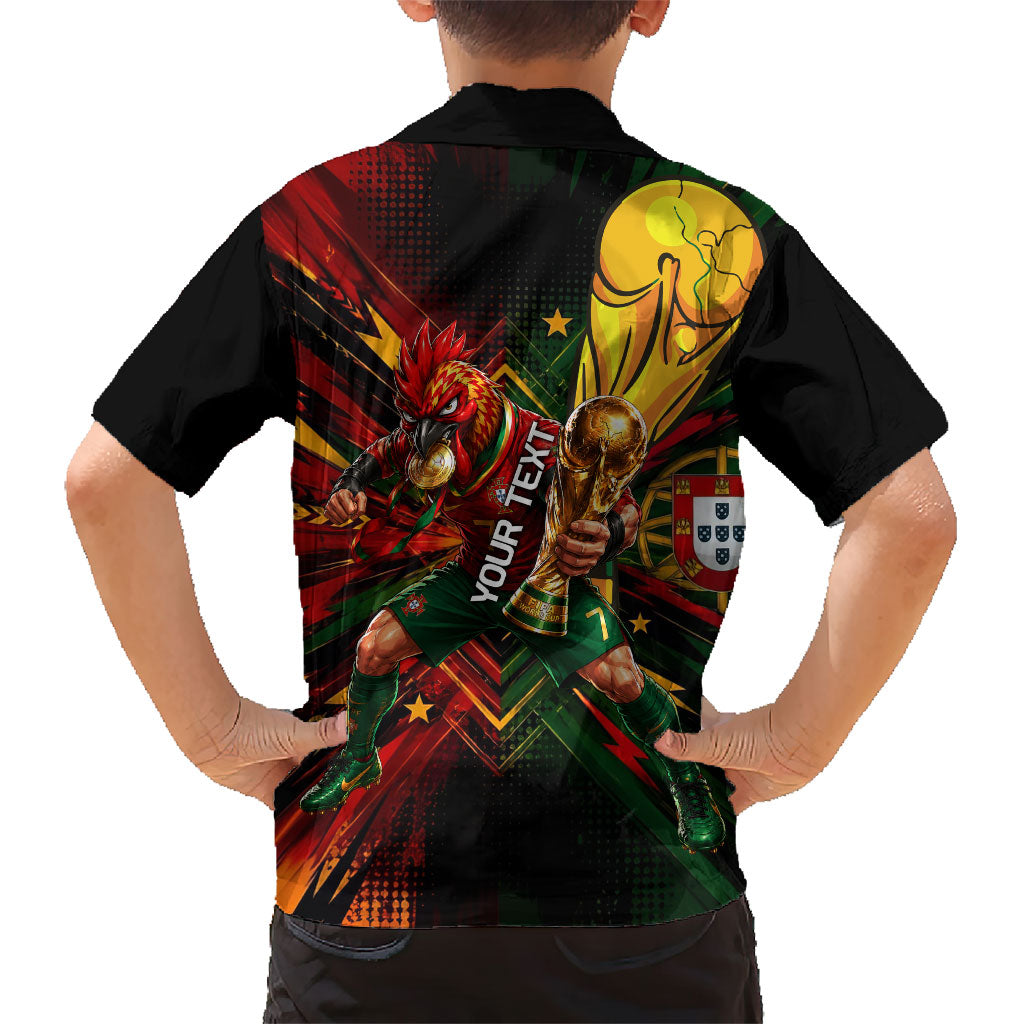 Personalized Portugal Football Champions 2026 Hawaiian Shirt Rooster Mascot Comic Trophy Soccer Ball