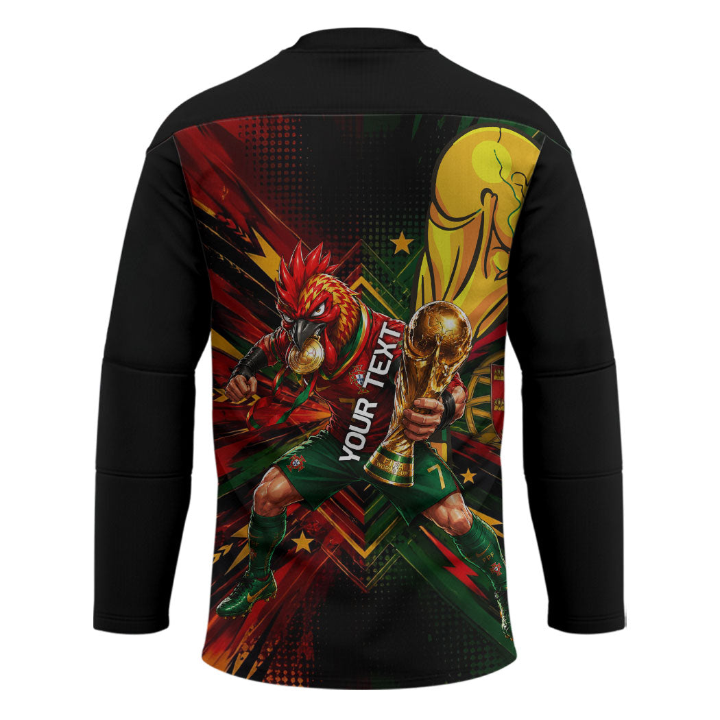 Personalized Portugal Football Champions 2026 Hockey Jersey Rooster Mascot Comic Trophy Soccer Ball