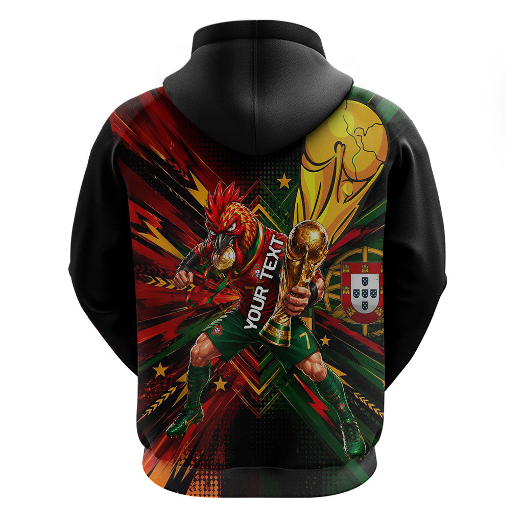 Personalized Portugal Football Champions 2026 Hoodie Rooster Mascot Comic Trophy Soccer Ball