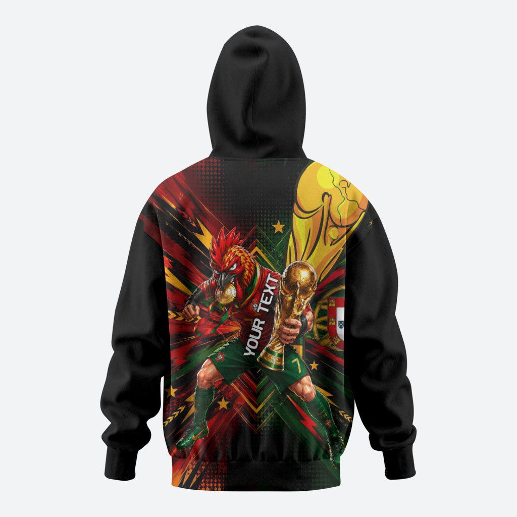 Personalized Portugal Football Champions 2026 Hoodie Rooster Mascot Comic Trophy Soccer Ball