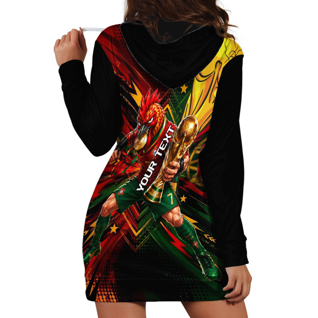 Personalized Portugal Football Champions 2026 Hoodie Dress Rooster Mascot Comic Trophy Soccer Ball