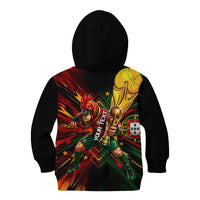 Personalized Portugal Football Champions 2026 Kid Hoodie Rooster Mascot Comic Trophy Soccer Ball