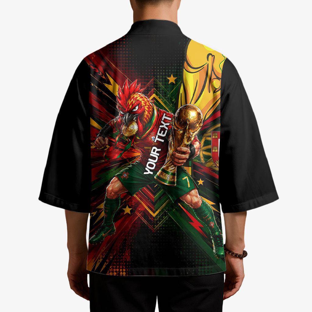Personalized Portugal Football Champions 2026 Kimono Rooster Mascot Comic Trophy Soccer Ball