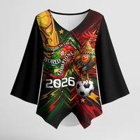 Personalized Portugal Football Champions 2026 Kimono Sleeve Blouse Rooster Mascot Comic Trophy Soccer Ball