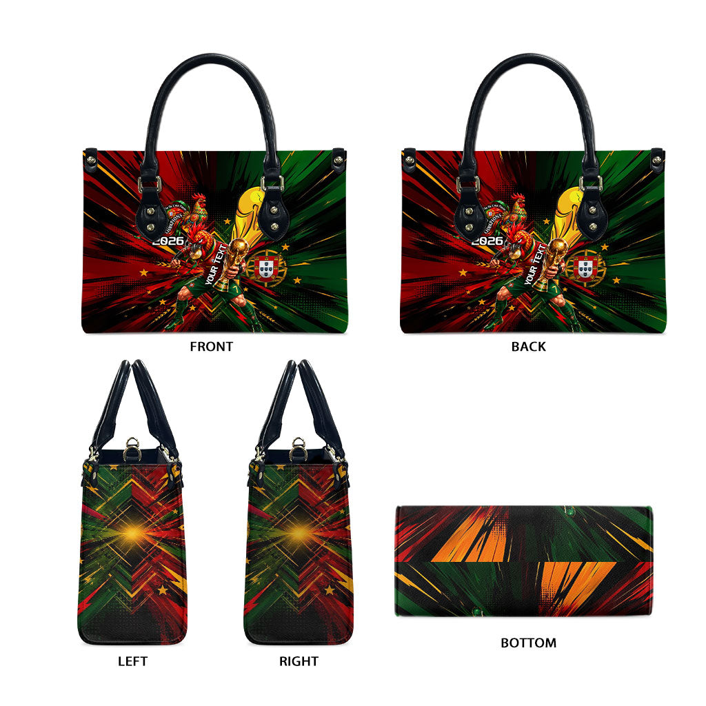 Personalized Portugal Football Champions 2026 Leather Bag Rooster Mascot Comic Trophy Soccer Ball