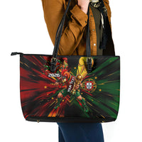 Personalized Portugal Football Champions 2026 Leather Tote Bag Rooster Mascot Comic Trophy Soccer Ball